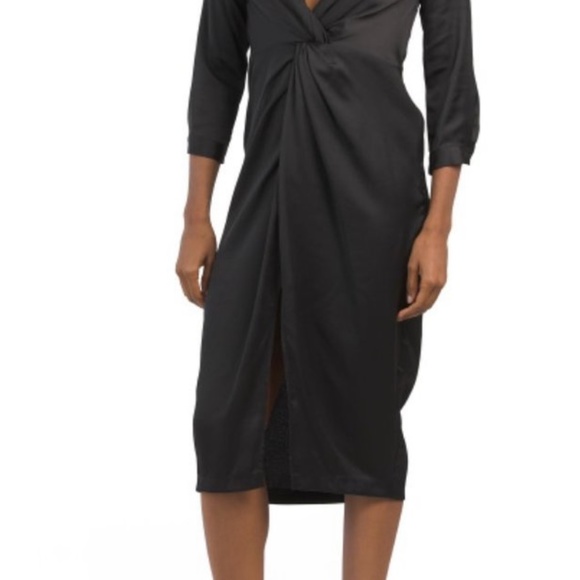 NWT TAYLOR Black Satin Font knot dress Sz. 4 - Picture 7 of 8